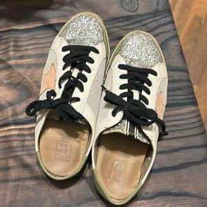 Shu Shop slip ons with glitter and stars!